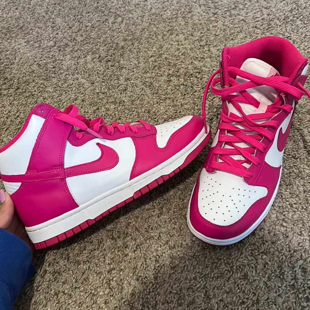 Brand new hot pink high stop dunks